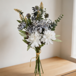 White Grey Silk Artificial Flowers Bouquet