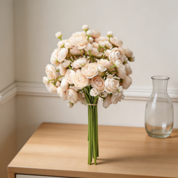 18 Pcs Champagne Silk Mini Ranunculus Artificial Flowers