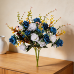2 Packs Dark Blue Silk Rose Artificial Flowers
