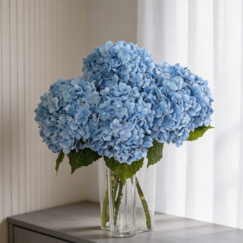 3 Pcs Blue Latex Real Touch Hydrangea Stems 21in